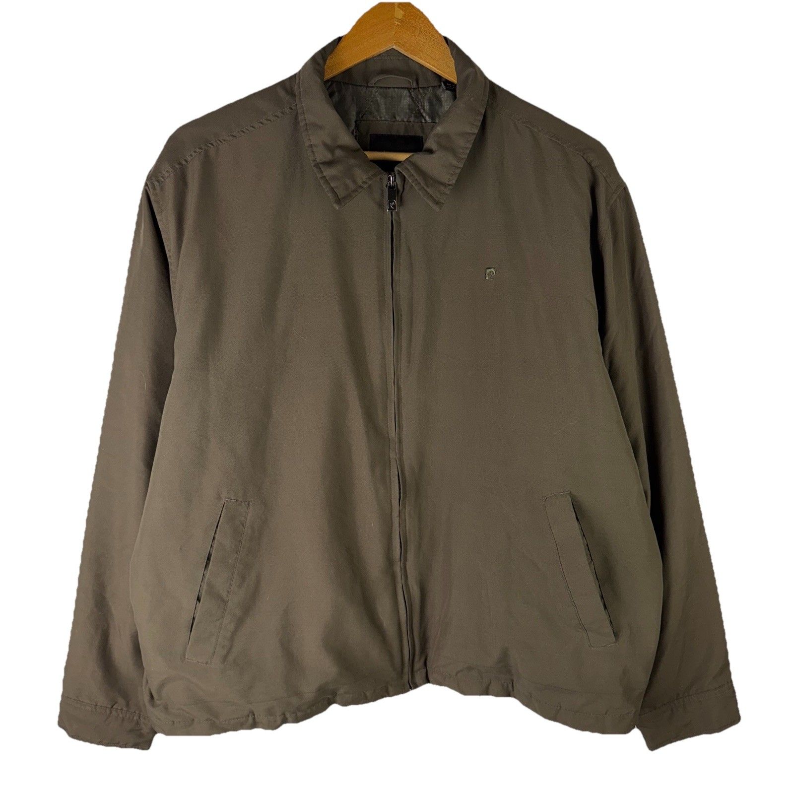 Vintage Pierre Cardin Herrington Bomber Jacket Mens L Quilted Lining Zip Green